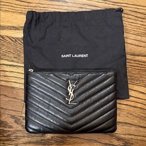Saint Laurent Black Quilted Leather Clutch